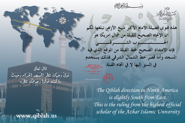 Correct Qiblah in USA and Canada